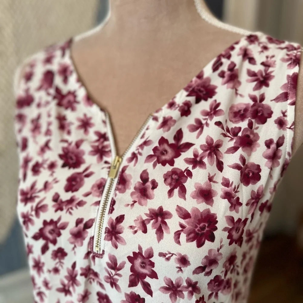 Express White and Purple Floral Tank Top
